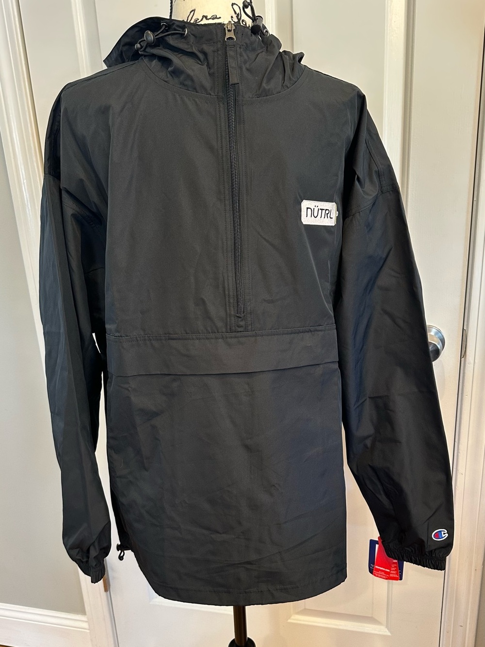 Champion NÜTRL Quarter-Zip Anorak Pullover Jacket with Hood Black Size XL